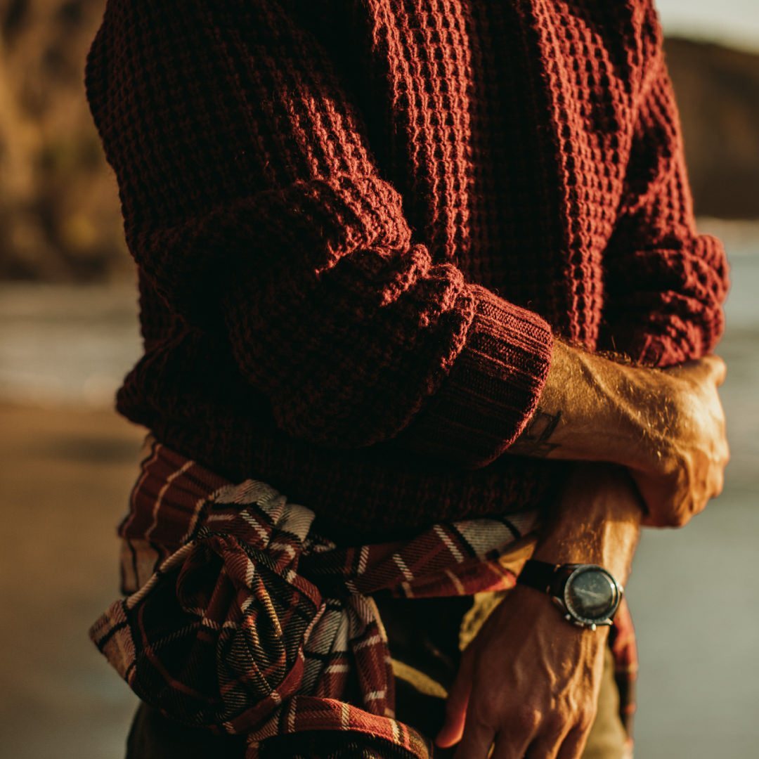 The Fisherman Sweater in Maroon Waffle – softsensbaby443.com