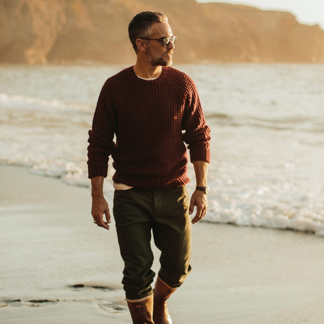 The Fisherman Sweater in Maroon Waffle – softsensbaby443.com