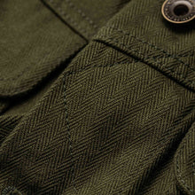 Load image into Gallery viewer, The Long Haul Jacket in Washed Olive Herringbone
